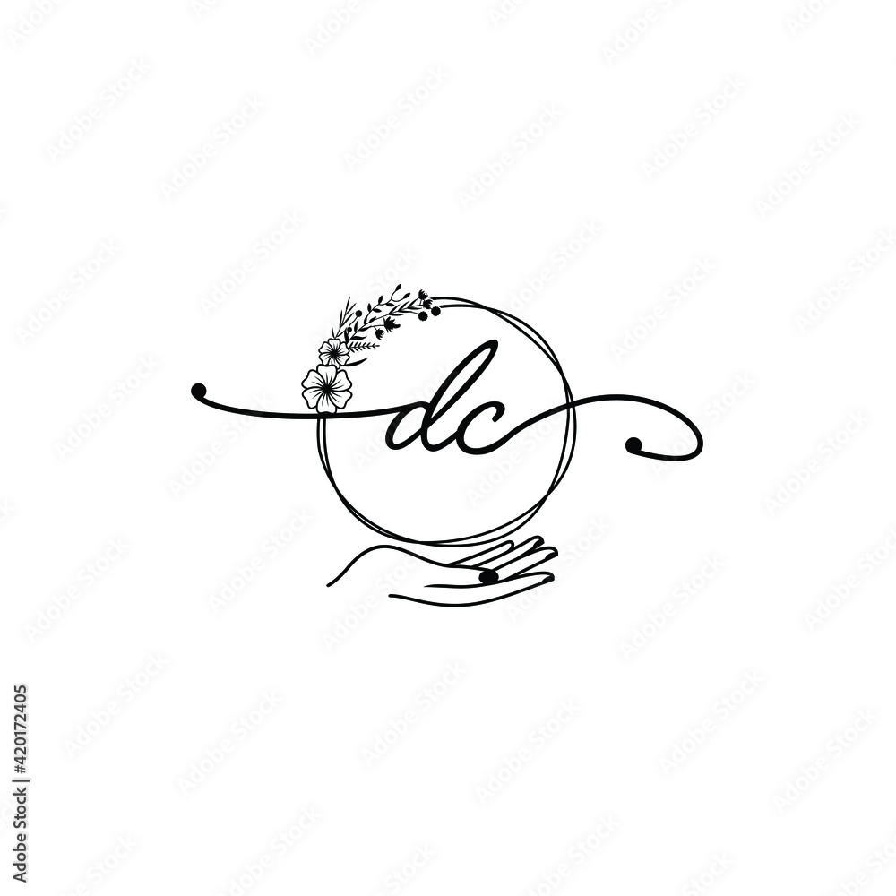 DC beautiful Initial handwriting logo template DC beautiful Initial handwriting logo template