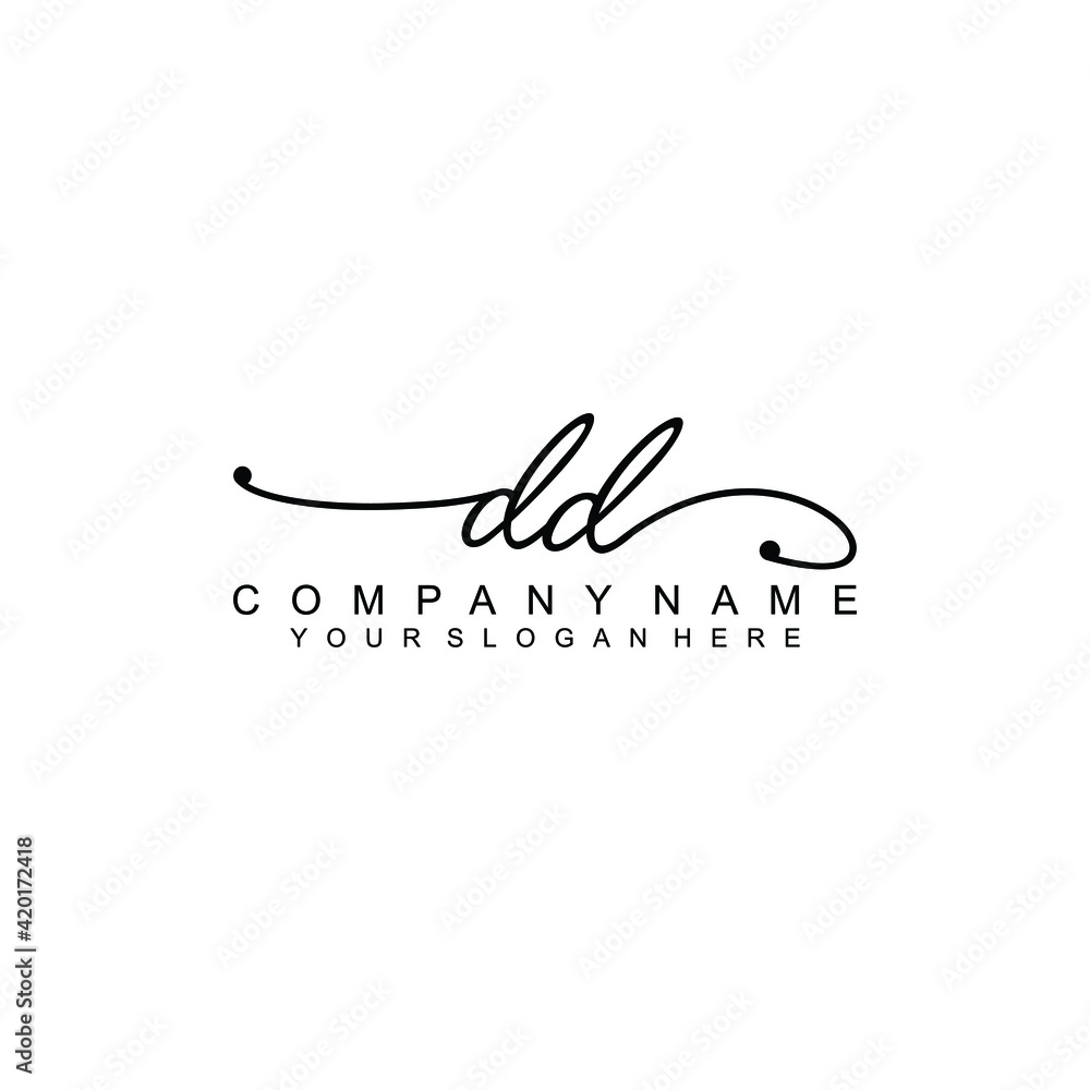 DD beautiful Initial handwriting logo template DD beautiful Initial handwriting logo template