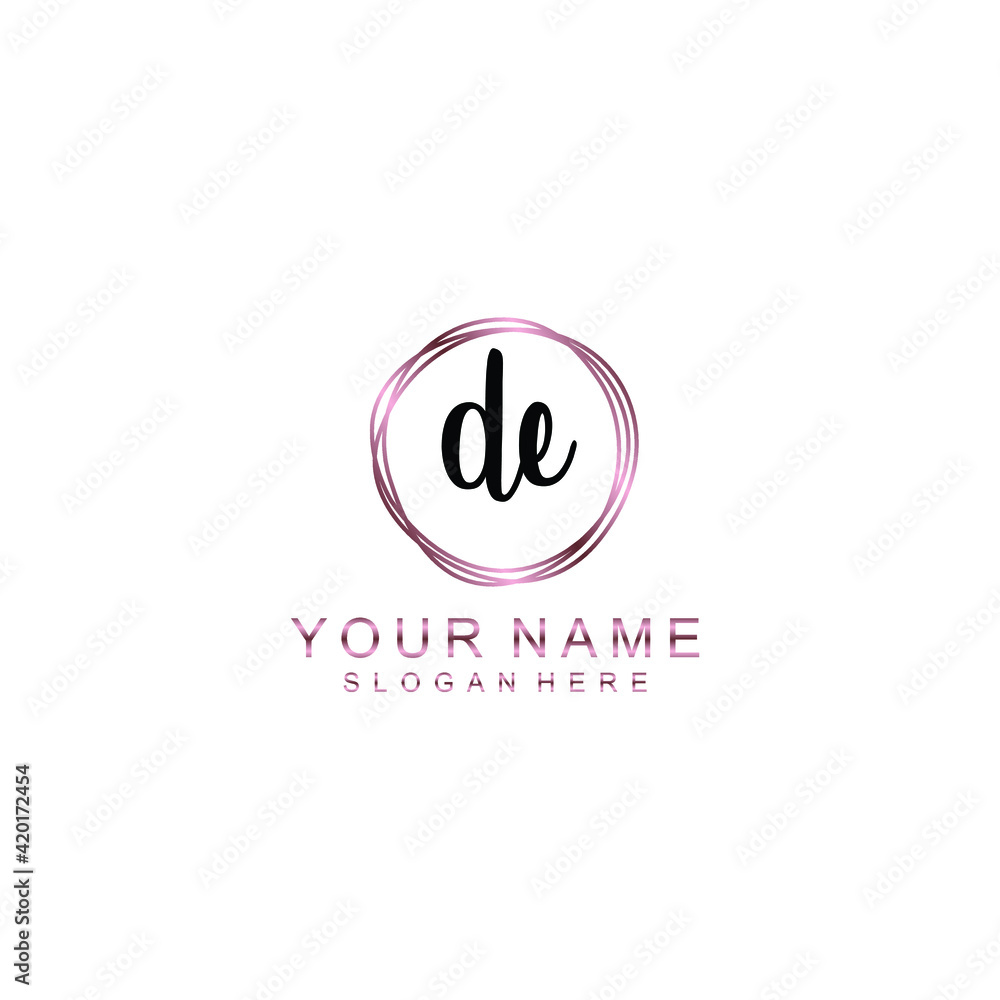 DE beautiful Initial handwriting logo template DE beautiful Initial handwriting logo template