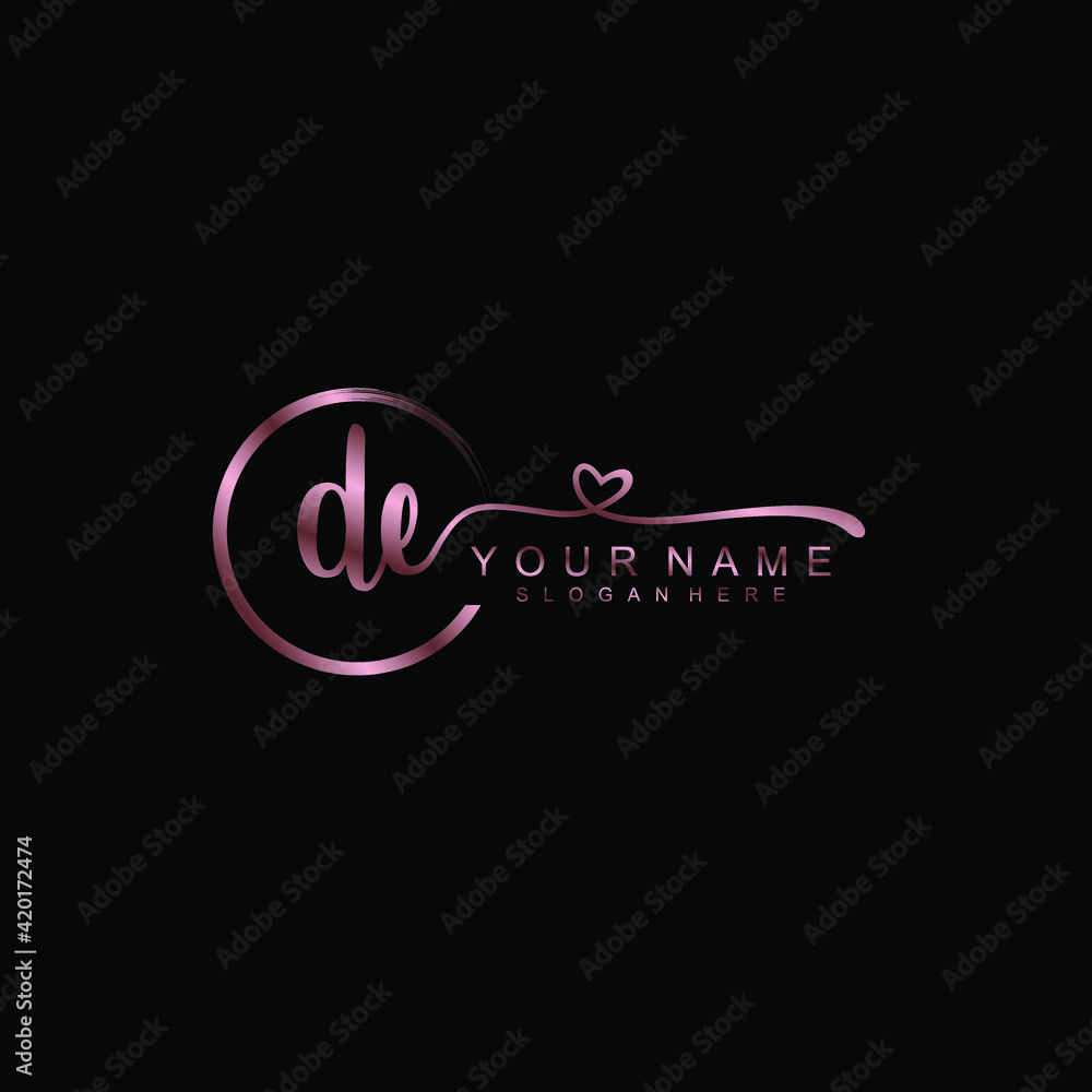 DE beautiful Initial handwriting logo template DE beautiful Initial handwriting logo template