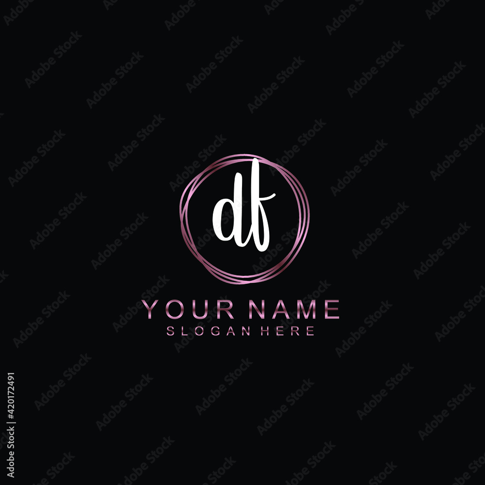 DF beautiful Initial handwriting logo template DF beautiful Initial handwriting logo template