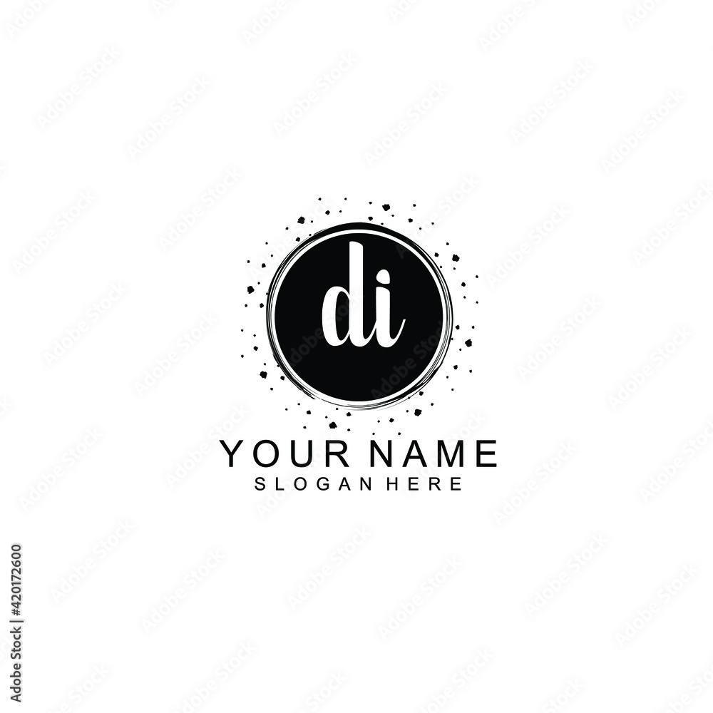 DI beautiful Initial handwriting logo template DI beautiful Initial handwriting logo template
