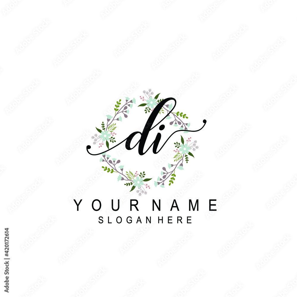 DI beautiful Initial handwriting logo template DI beautiful Initial handwriting logo template