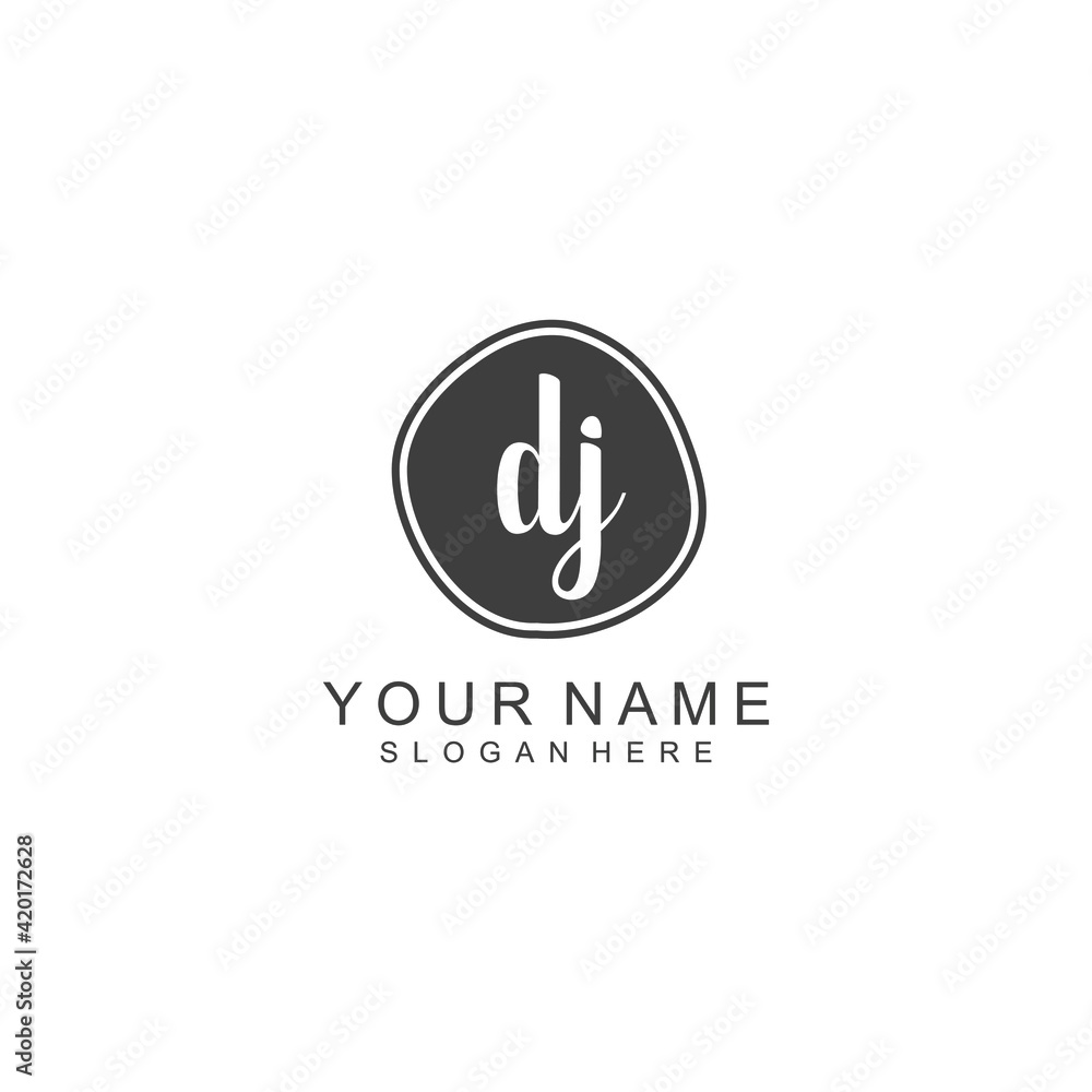 DJ beautiful Initial handwriting logo template DJ beautiful Initial handwriting logo template