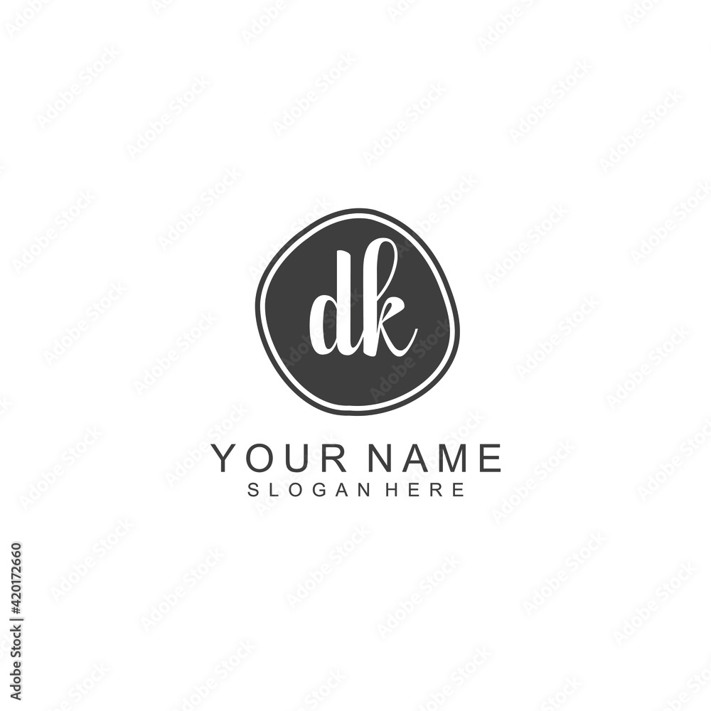 DK beautiful Initial handwriting logo template DK beautiful Initial handwriting logo template