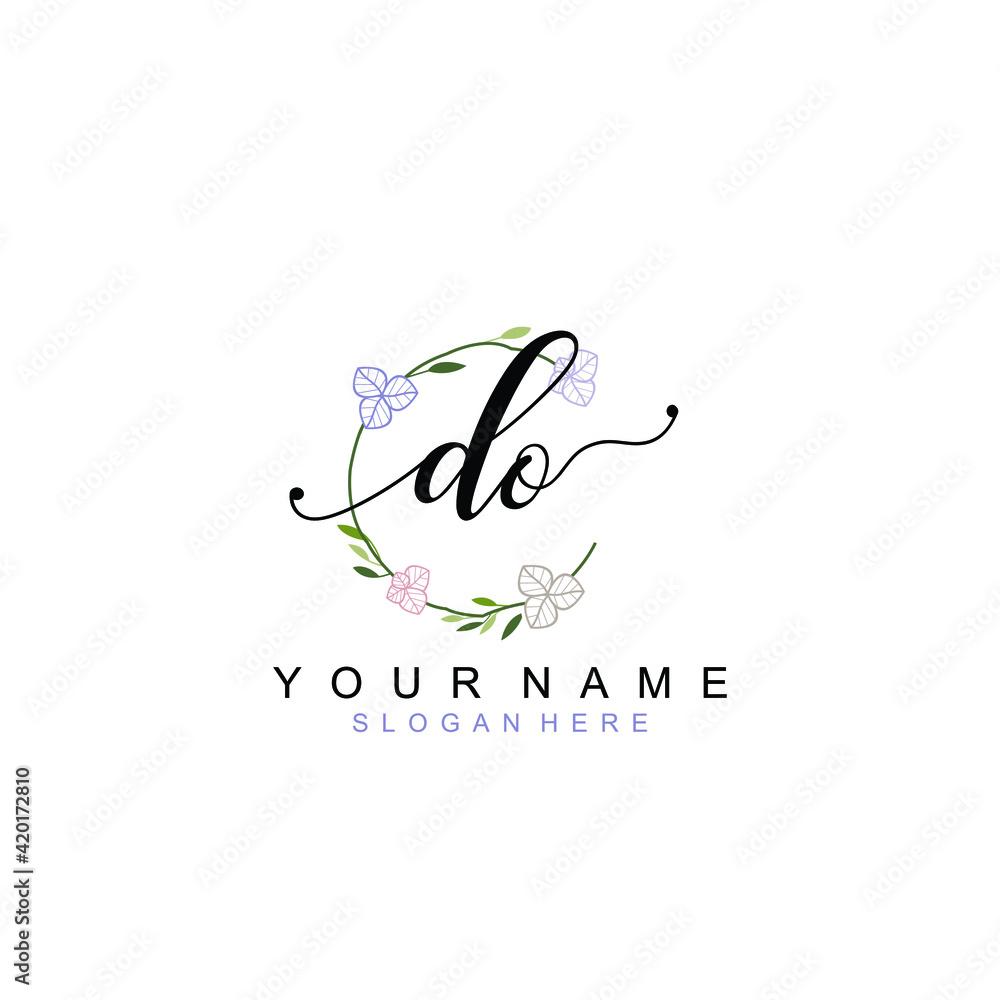 DO beautiful Initial handwriting logo template DO beautiful Initial handwriting logo template