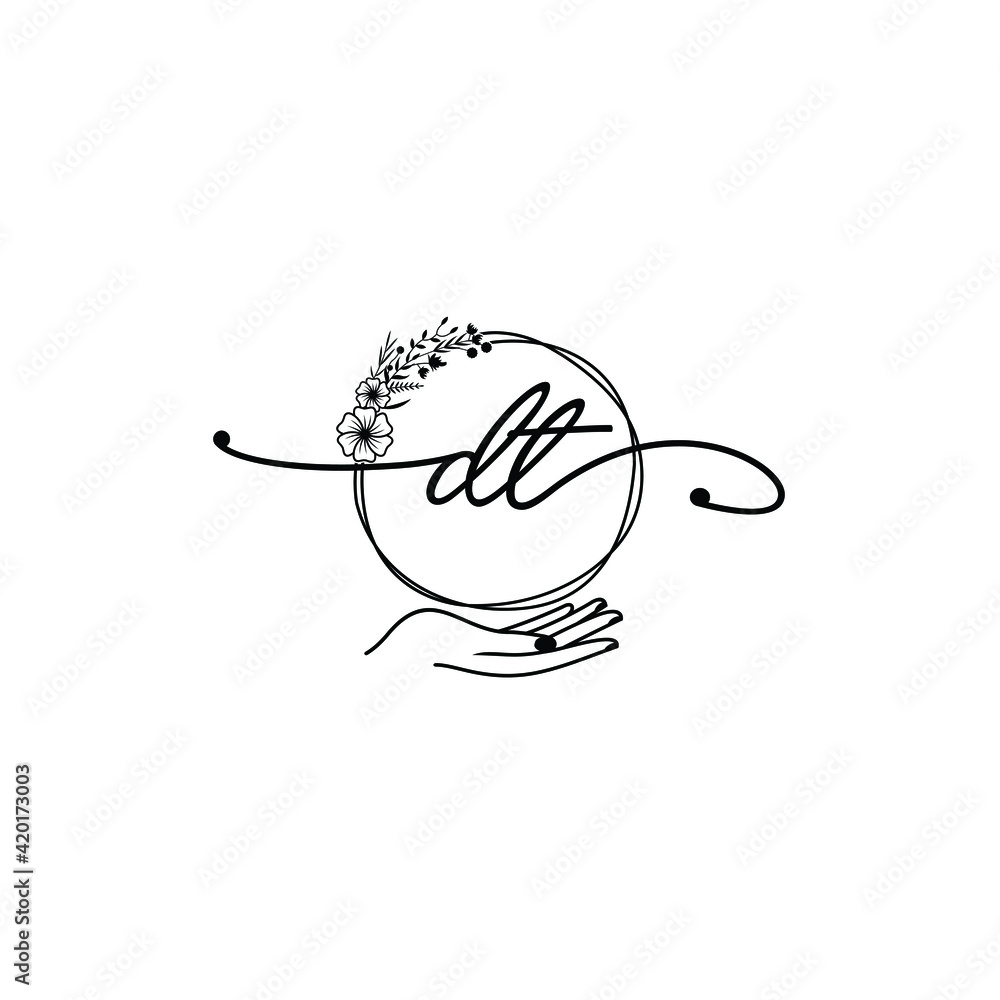 DT beautiful Initial handwriting logo template DT beautiful Initial handwriting logo template