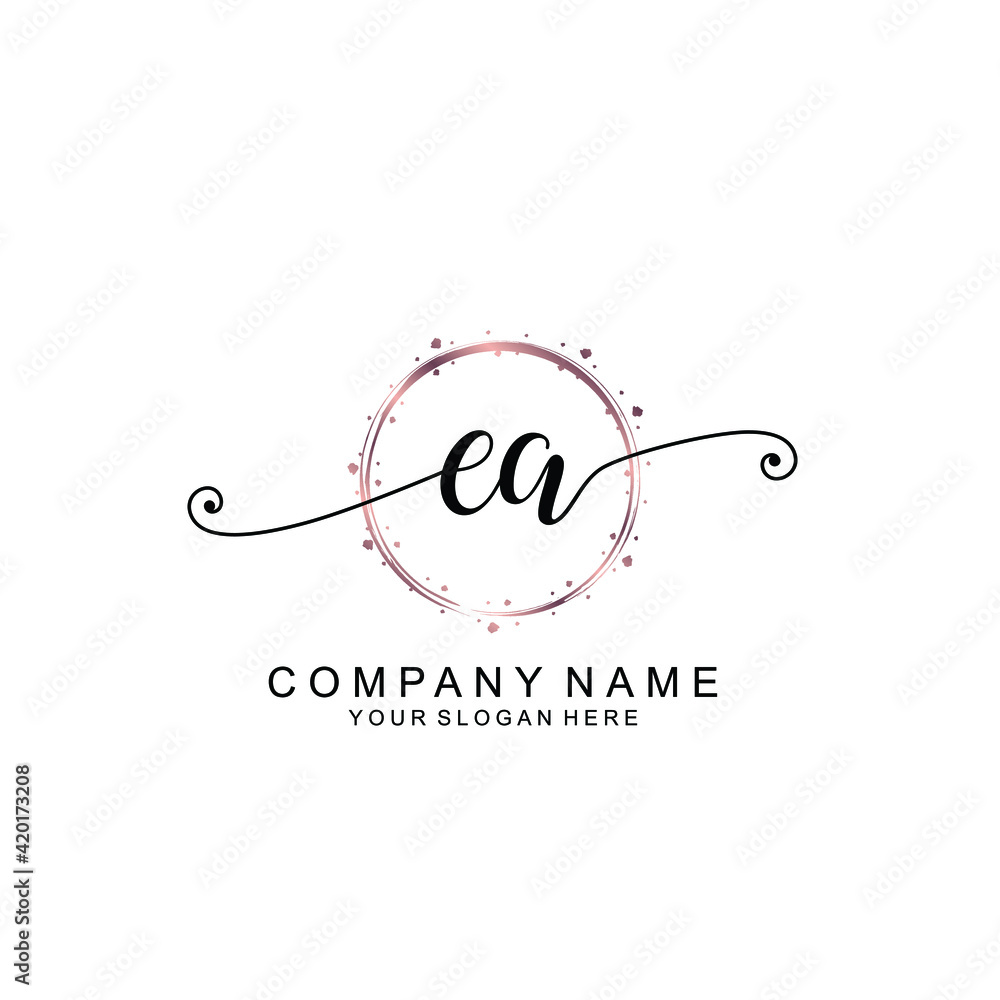EA beautiful Initial handwriting logo template EA beautiful Initial handwriting logo template