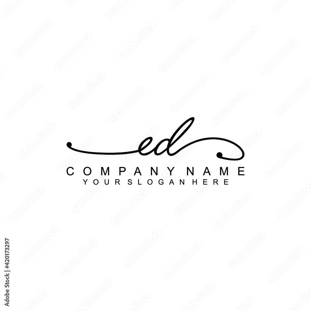 ED beautiful Initial handwriting logo template ED beautiful Initial handwriting logo template