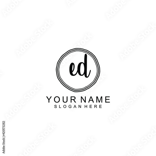 ED beautiful Initial handwriting logo template