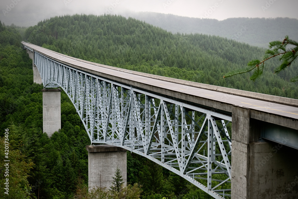 Fototapeta premium Highway on concrete bridge. Oregon. USA 