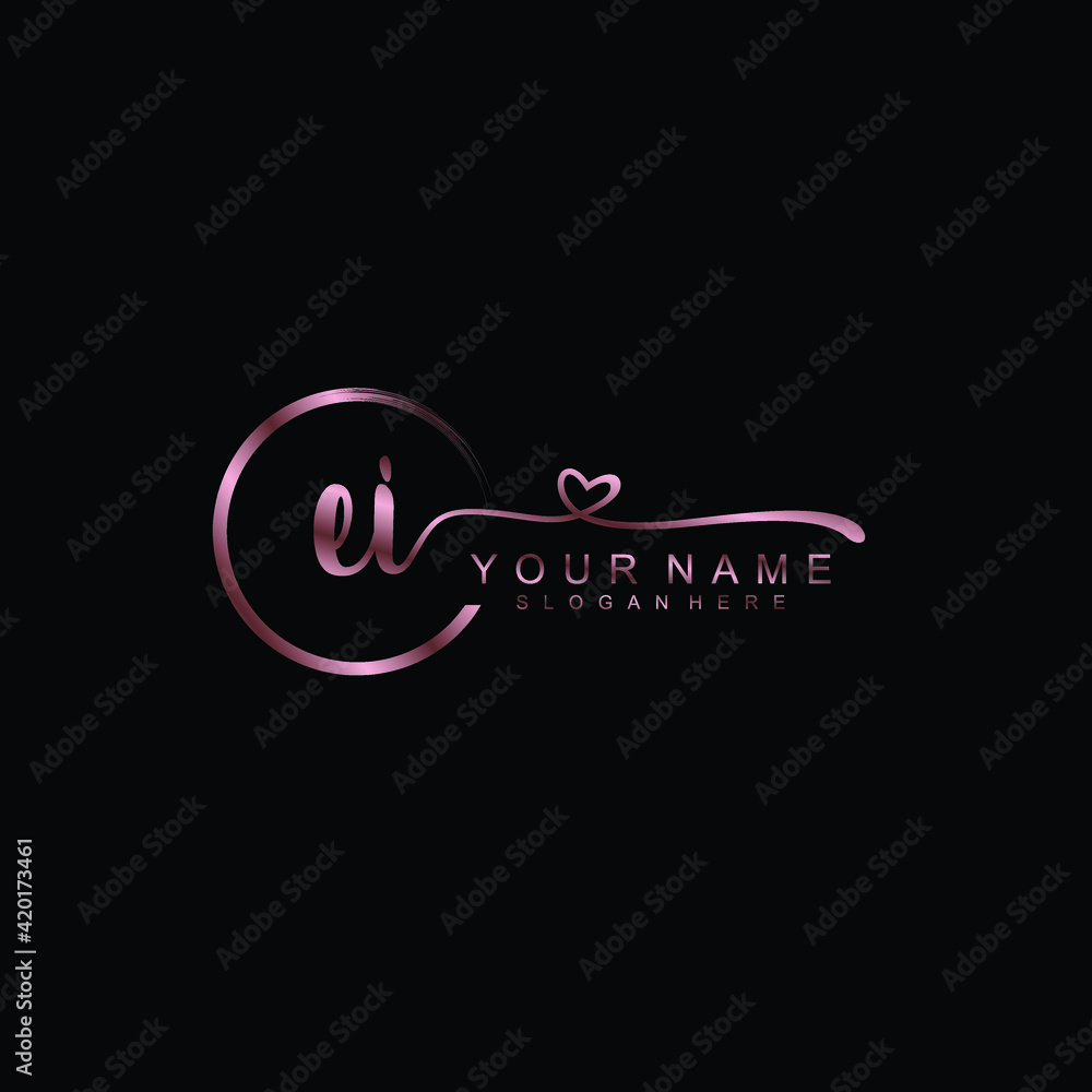 EI beautiful Initial handwriting logo template