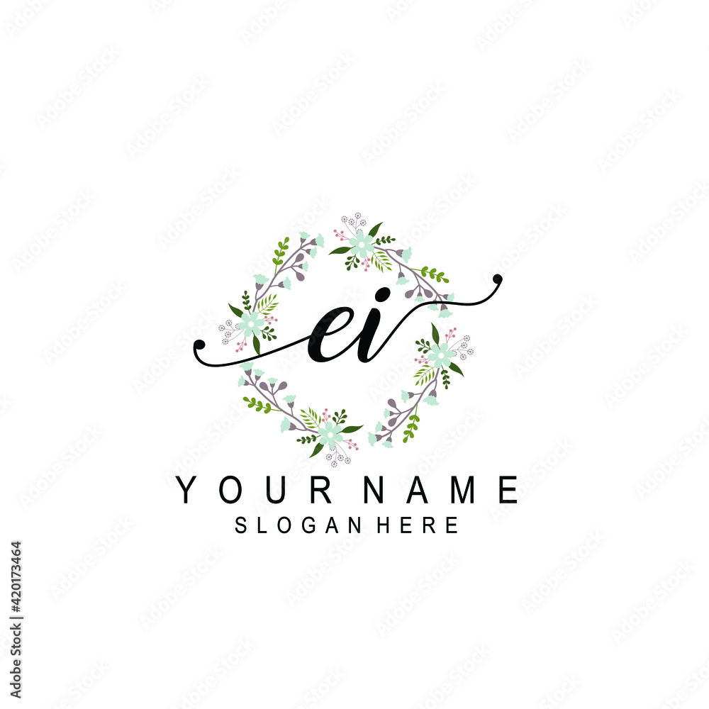 EI beautiful Initial handwriting logo template EI beautiful Initial handwriting logo template
