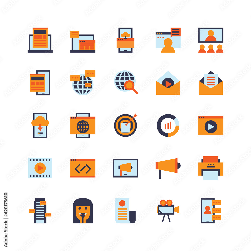 multimedia business internet communication flat icon design social network multimedia business internet communication flat icon design social network