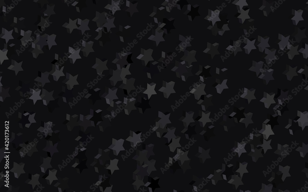 Dark Gray vector backdrop with small and big stars. Dark Gray vector backdrop with small and big stars.