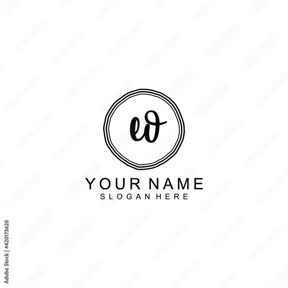 EO beautiful Initial handwriting logo template EO beautiful Initial handwriting logo template