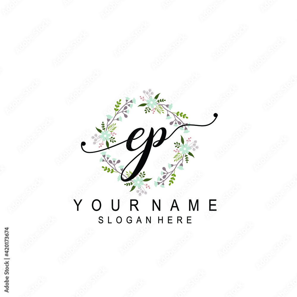 EP beautiful Initial handwriting logo template EP beautiful Initial handwriting logo template