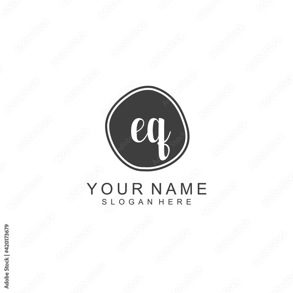 EQ beautiful Initial handwriting logo template EQ beautiful Initial handwriting logo template