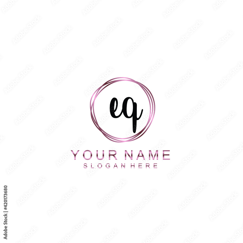 EQ beautiful Initial handwriting logo template EQ beautiful Initial handwriting logo template