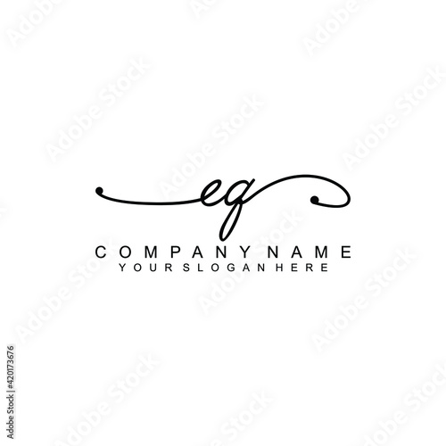 EQ beautiful Initial handwriting logo template