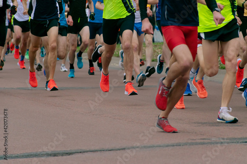Men running 5K marathon © milen69
