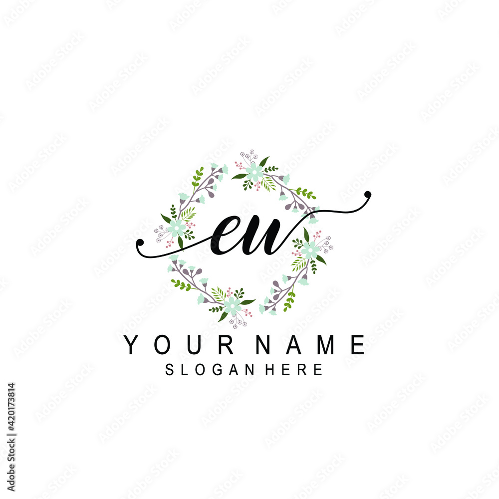 EU beautiful Initial handwriting logo template EU beautiful Initial handwriting logo template