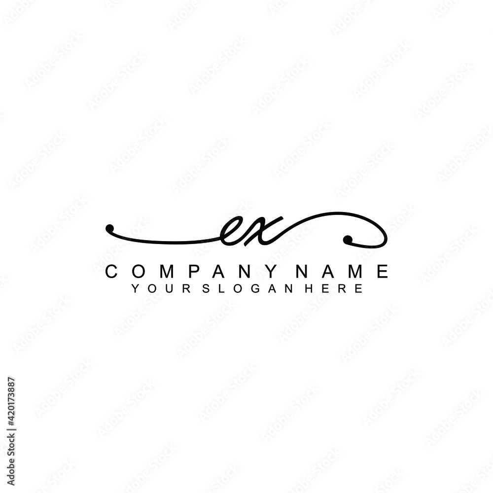 EX beautiful Initial handwriting logo template EX beautiful Initial handwriting logo template