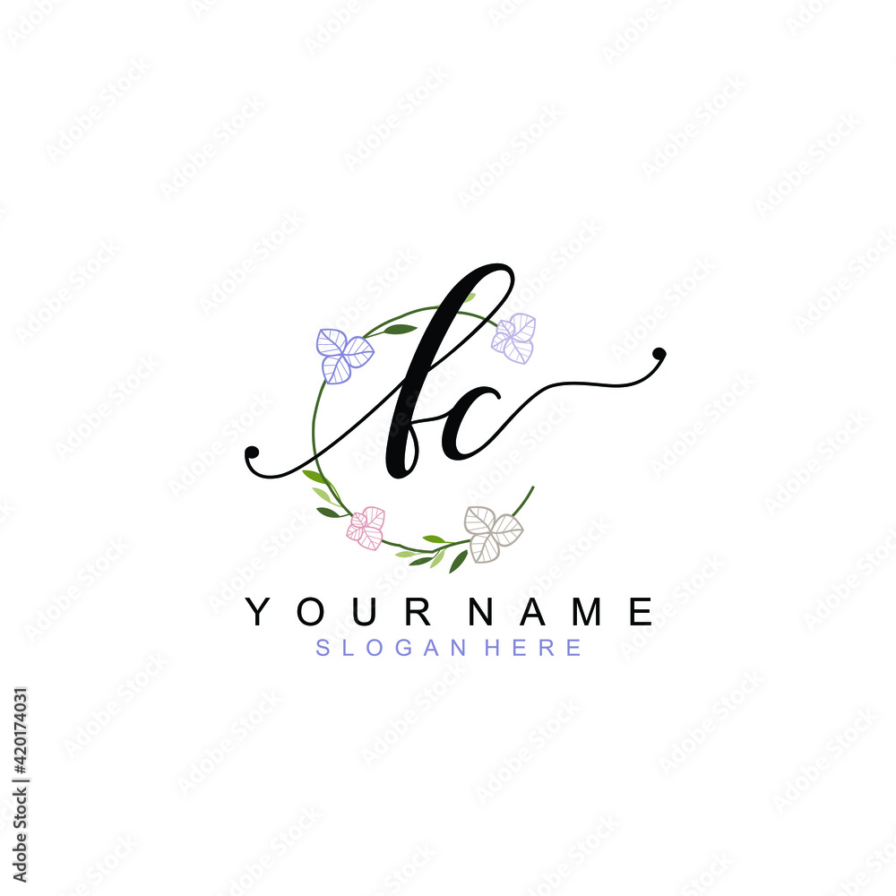 FC beautiful Initial handwriting logo template FC beautiful Initial handwriting logo template
