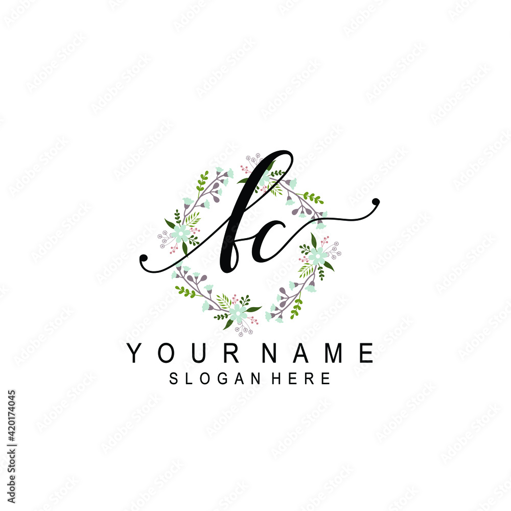 FC beautiful Initial handwriting logo template FC beautiful Initial handwriting logo template