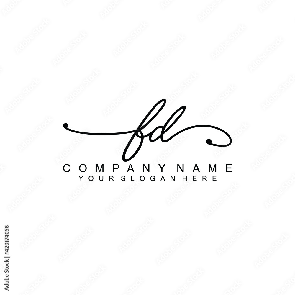 FD beautiful Initial handwriting logo template FD beautiful Initial handwriting logo template