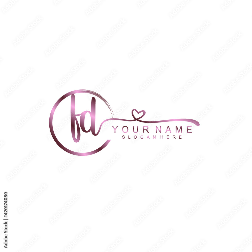 FD beautiful Initial handwriting logo template FD beautiful Initial handwriting logo template