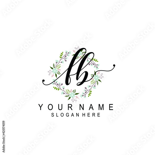 FB beautiful Initial handwriting logo template
