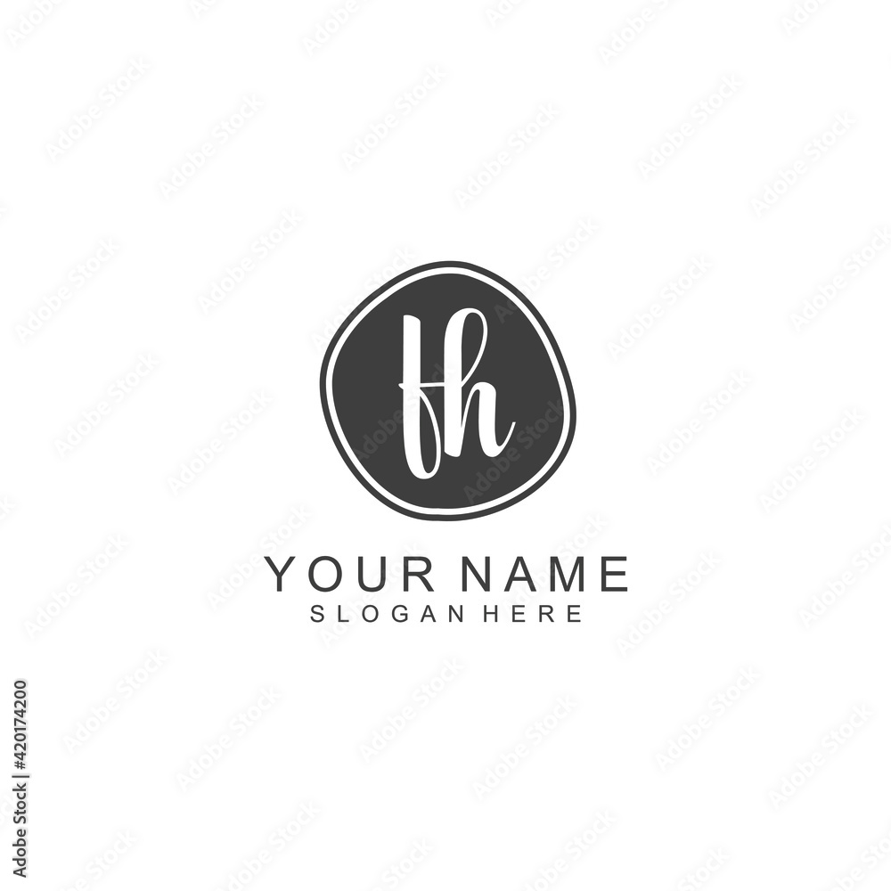 FH beautiful Initial handwriting logo template FH beautiful Initial handwriting logo template