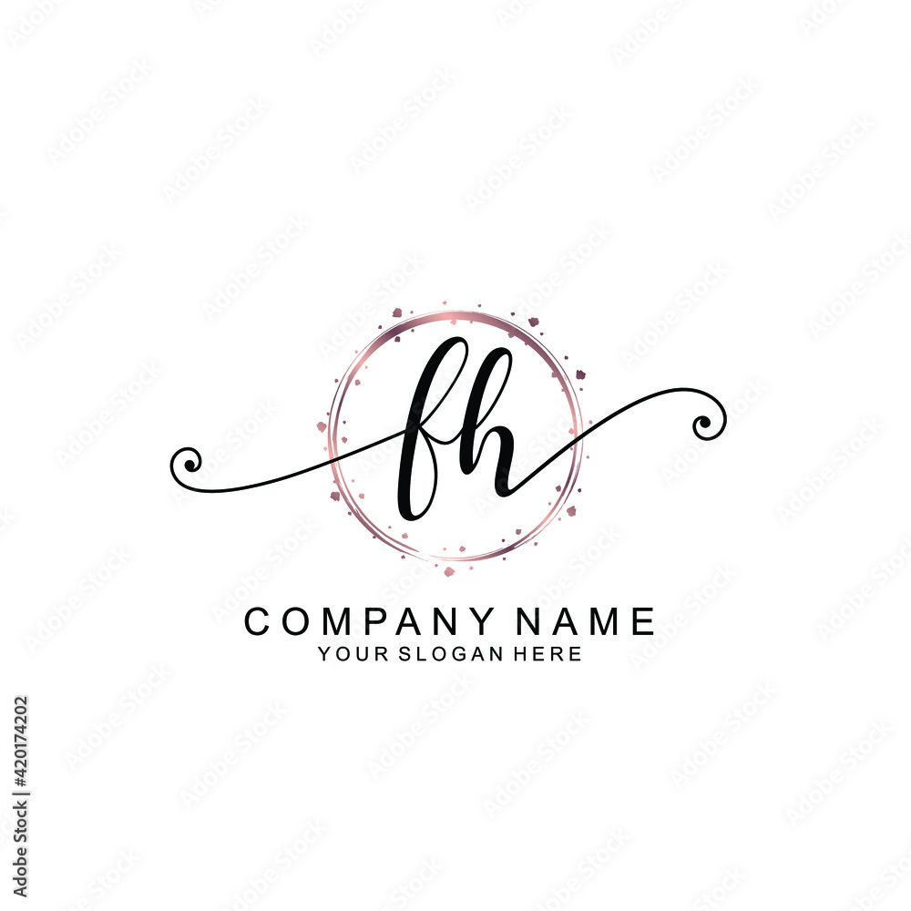 FH beautiful Initial handwriting logo template FH beautiful Initial handwriting logo template