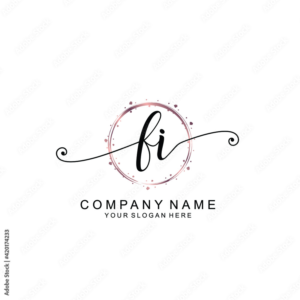 FI beautiful Initial handwriting logo template