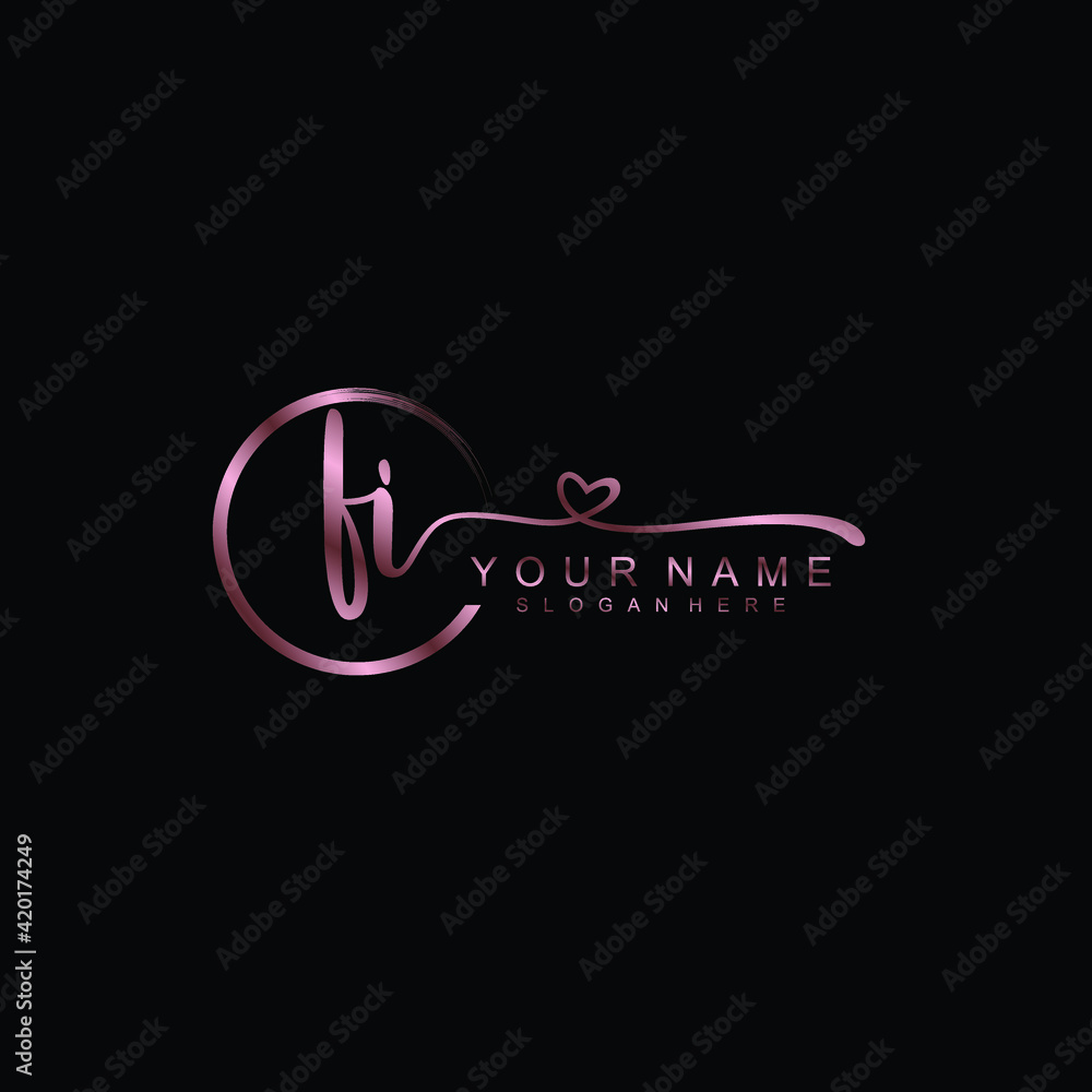 FI beautiful Initial handwriting logo template FI beautiful Initial handwriting logo template