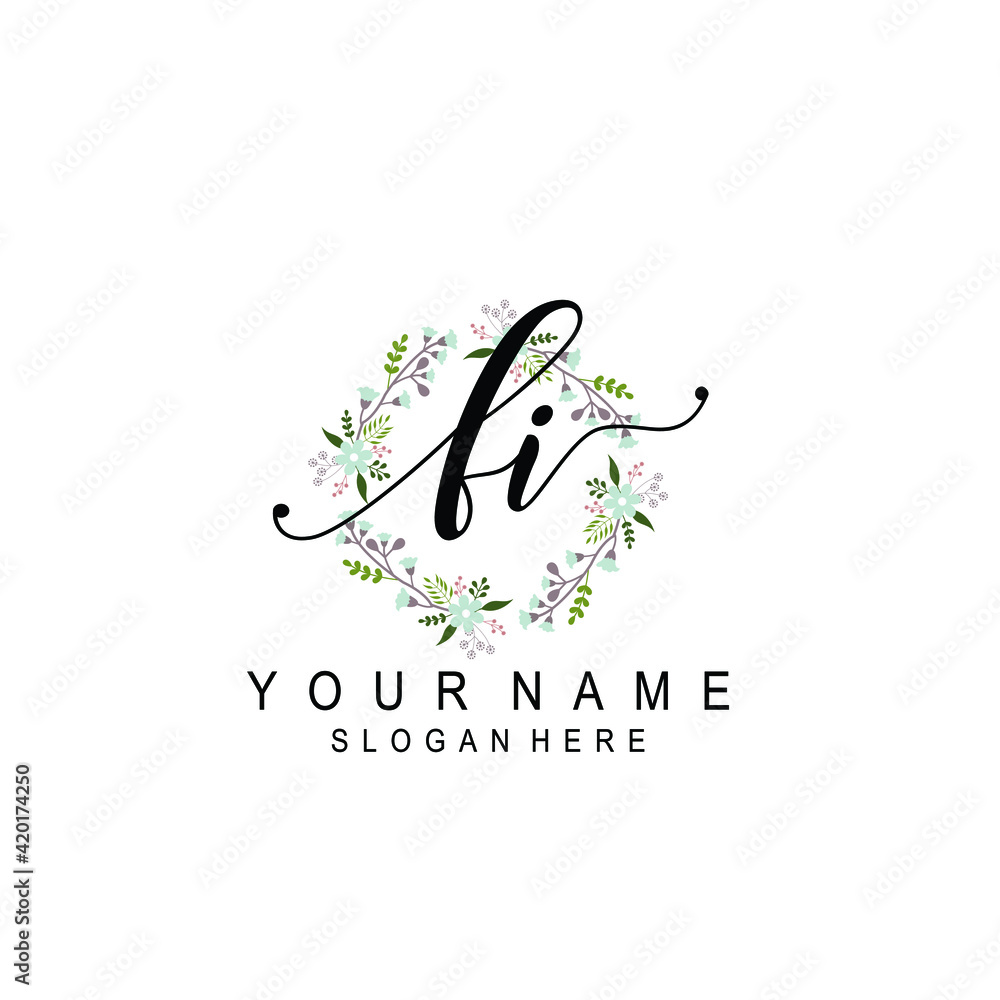 FI beautiful Initial handwriting logo template FI beautiful Initial handwriting logo template
