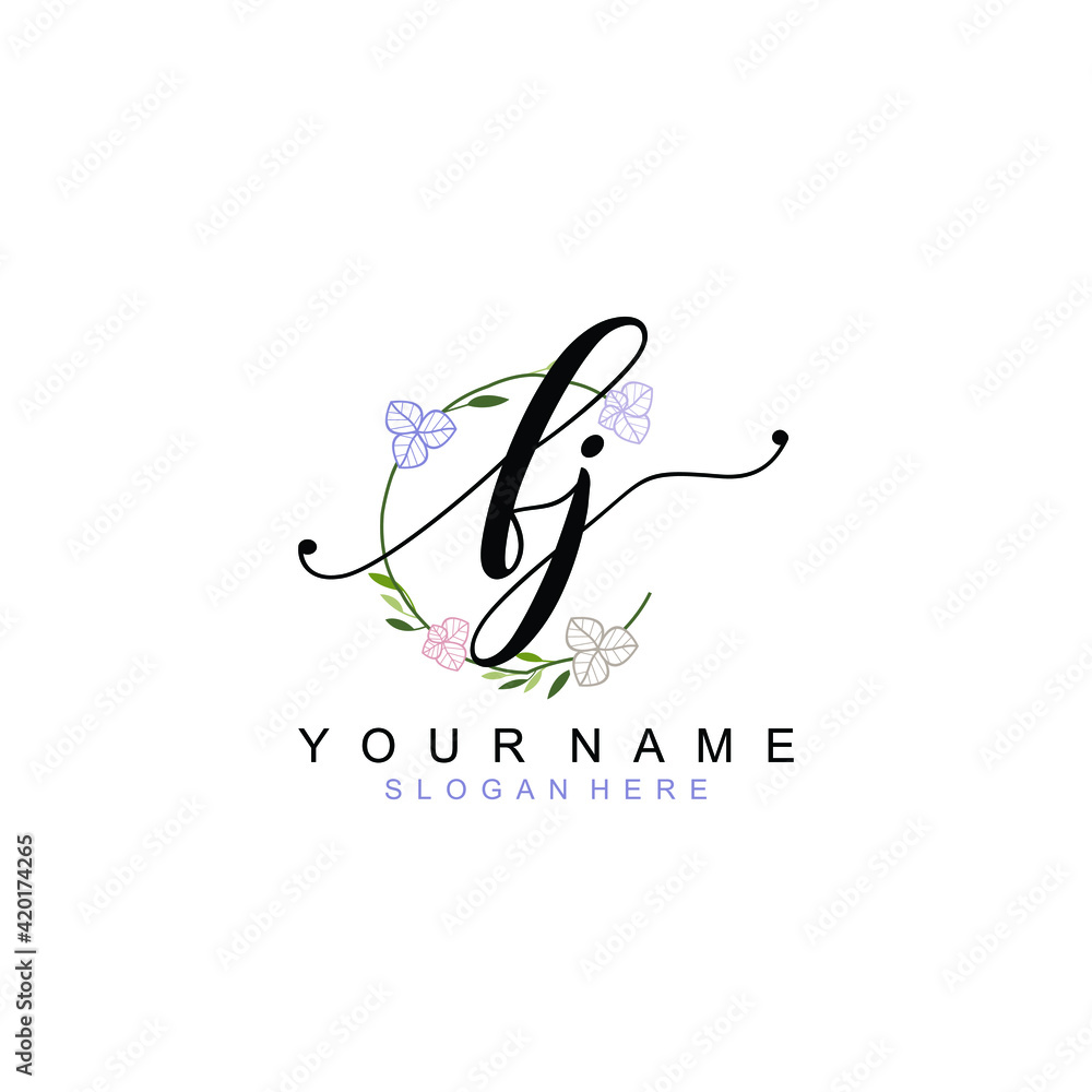 FJ beautiful Initial handwriting logo template FJ beautiful Initial handwriting logo template