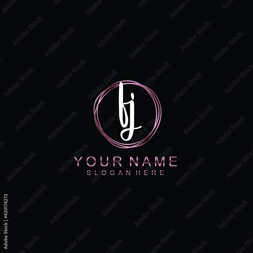 FJ beautiful Initial handwriting logo template FJ beautiful Initial handwriting logo template