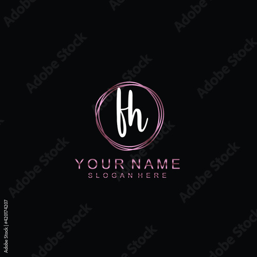 FH beautiful Initial handwriting logo template