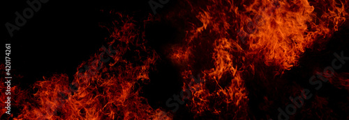 Flame of fire on a black background 