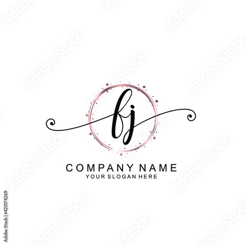 FJ beautiful Initial handwriting logo template