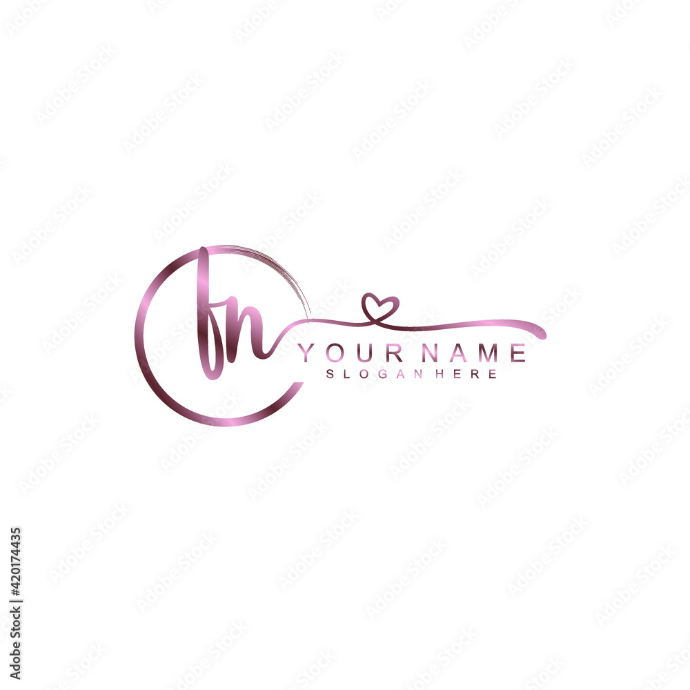 FN beautiful Initial handwriting logo template FN beautiful Initial handwriting logo template