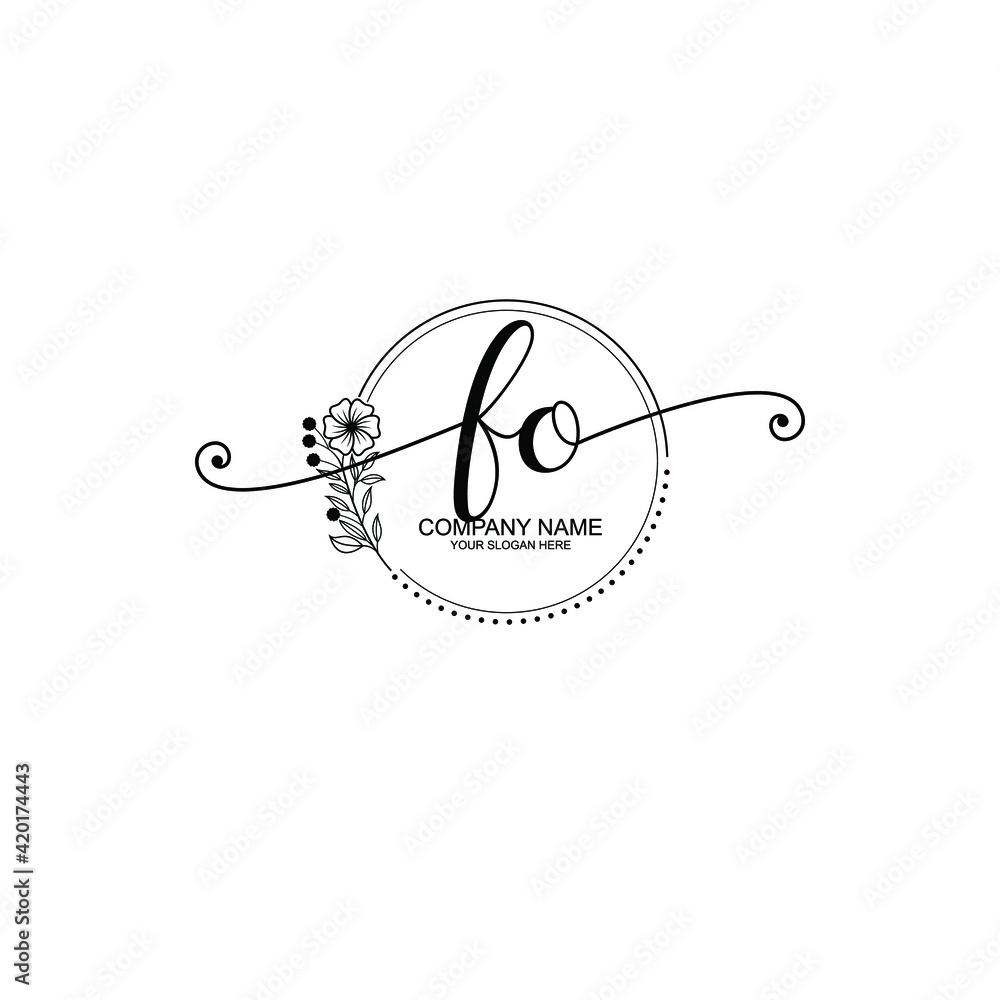FO beautiful Initial handwriting logo template FO beautiful Initial handwriting logo template
