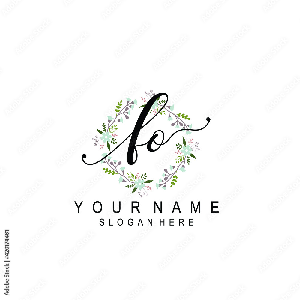 FO beautiful Initial handwriting logo template FO beautiful Initial handwriting logo template