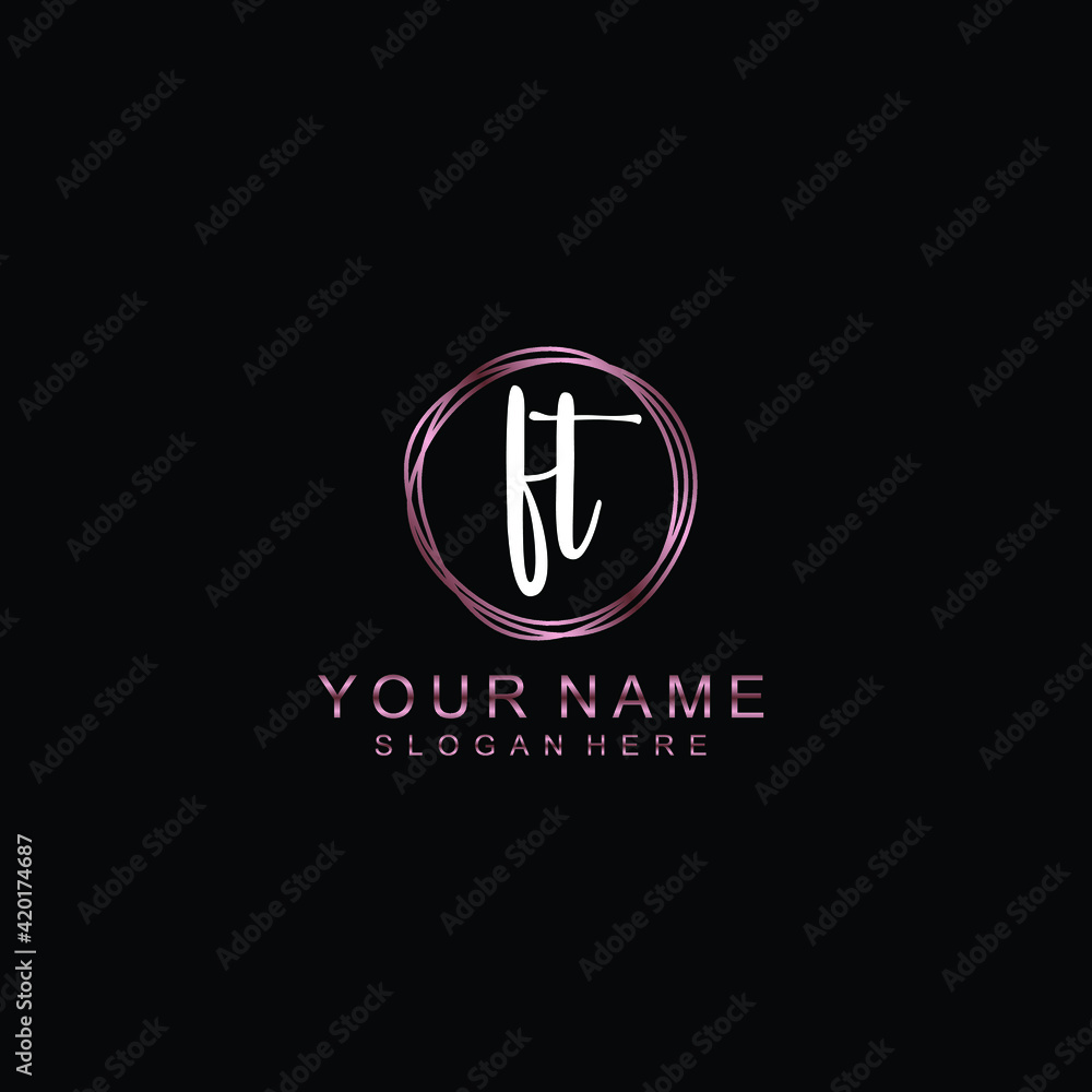 FT beautiful Initial handwriting logo template FT beautiful Initial handwriting logo template