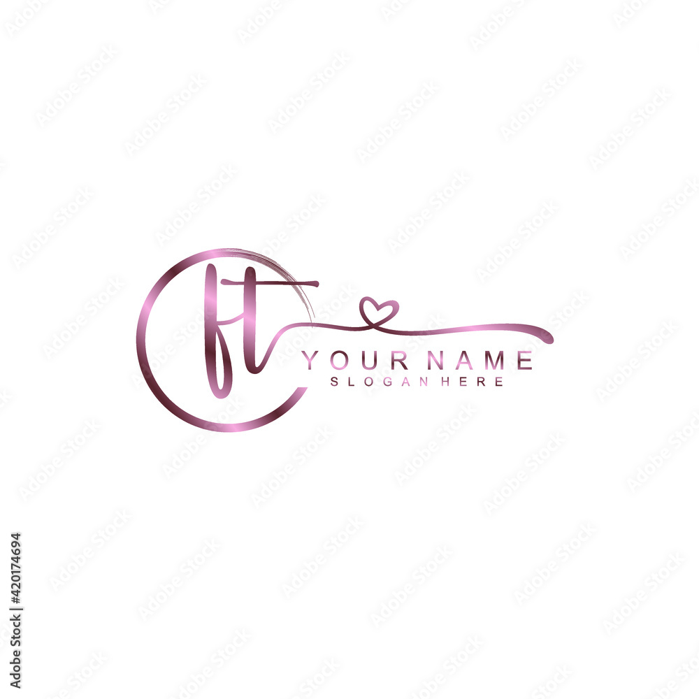 FT beautiful Initial handwriting logo template