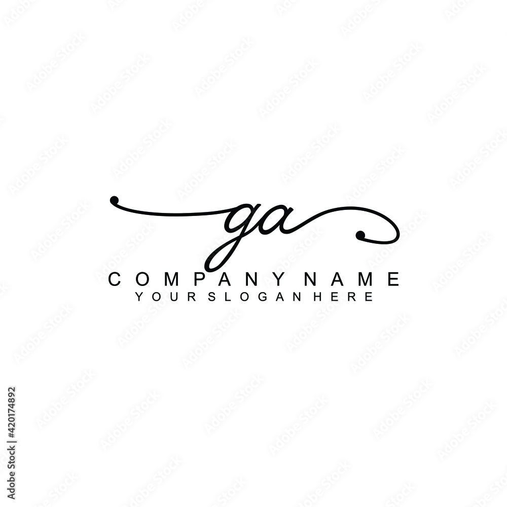 GA beautiful Initial handwriting logo template GA beautiful Initial handwriting logo template