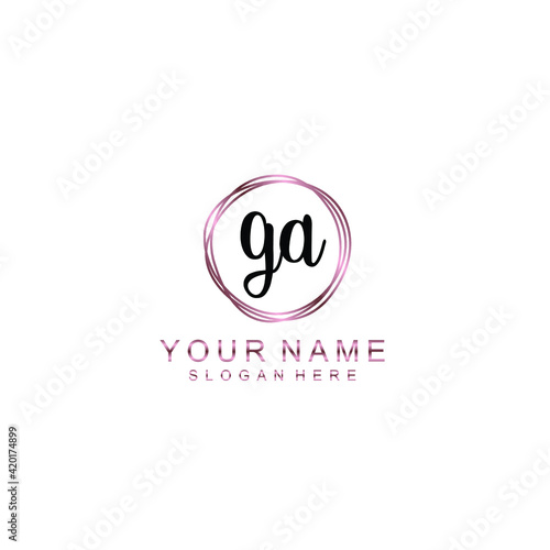 GA beautiful Initial handwriting logo template
