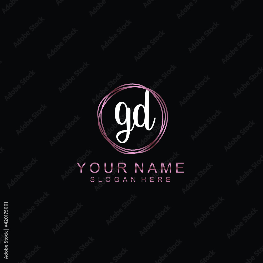 GD beautiful Initial handwriting logo template GD beautiful Initial handwriting logo template